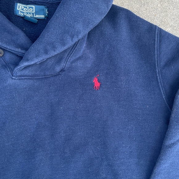 Men's Polo Ralph Lauren Shawl Neck Pullover Sweater - Heathered Oatmeal - M - Picture 2 of 5